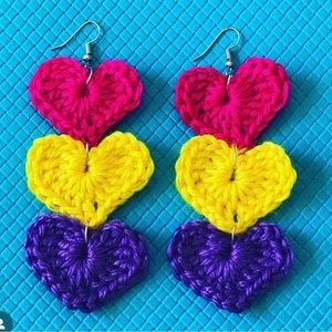 Crocheted heart earrings